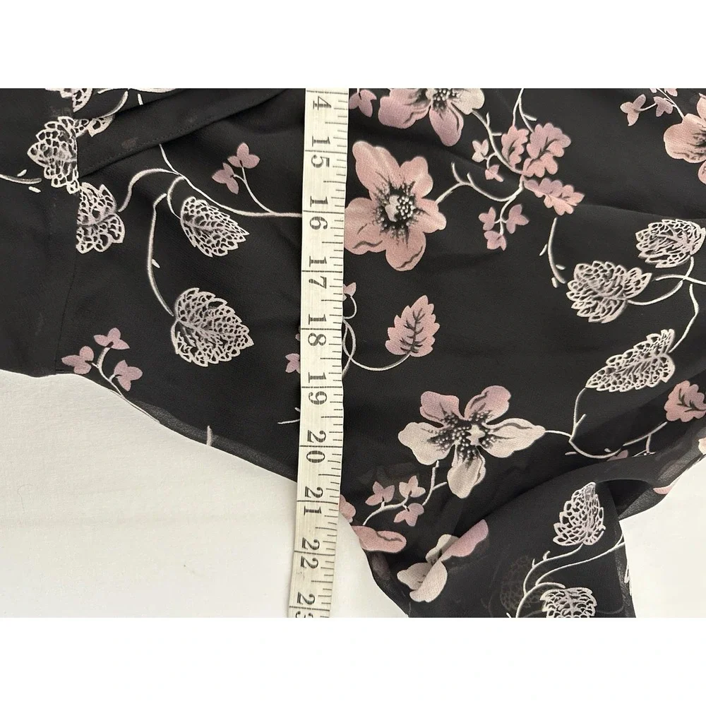 New Nine West Plus Size 16 Silk Midi Dress Black Pink‎ Floral Career Wedding